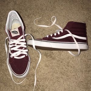 Wine Colored High Top Vans Sk8 Hi